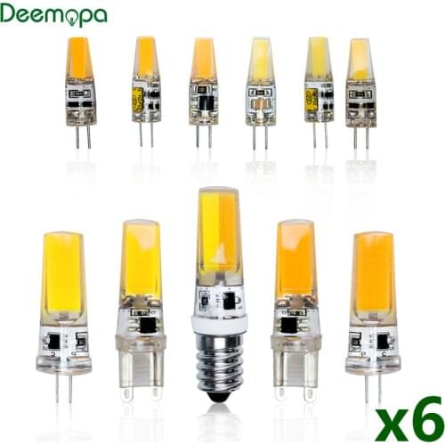 6pcs/lot LED G4 G9 E14 Lamp Bulb AC/DC Dimming 12V 220V 3W 6W 9W COB LED Lighting Lights replace Halogen Spotlight Chandelier