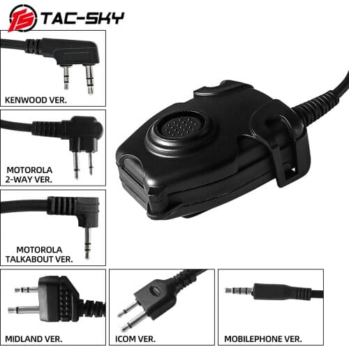 TAC-SKY tactical headset u94 PELTOR PTT button walkie-talkie headset plug adapter Airsoft radio military shooting earmuffs use