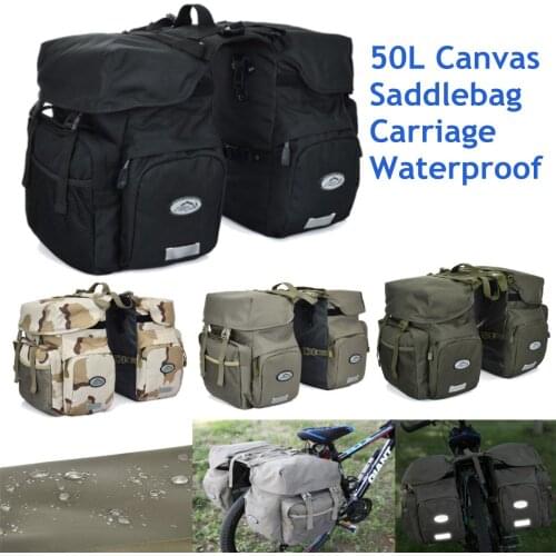 50L Universal Motorcycle Bicycle Saddlebags Rear Side Pouch Travel Luggage Carrier Waterproof PU Leather Saddle Bags