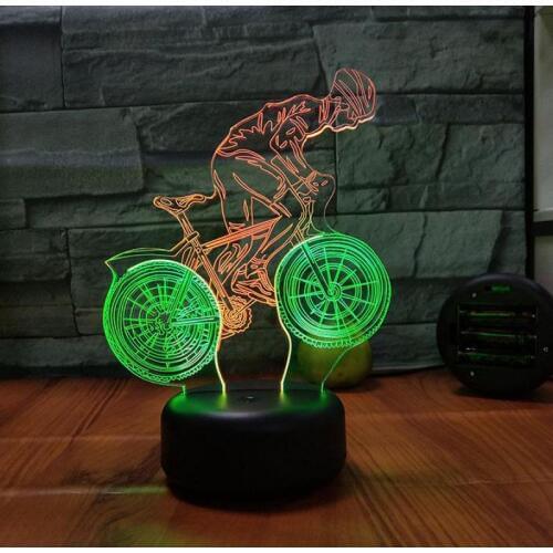 Bicycle 3d Vision Night light Creative Colorful Touch Charging Led Stereo Led Night Light 7 color change 3d Light Fixtures