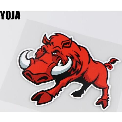 YOJA 15.6X13.8CM Ferocious Wild Boar Cartoon Car Sticker Vinyl Decal Car Full Body Decor ZT1-0032