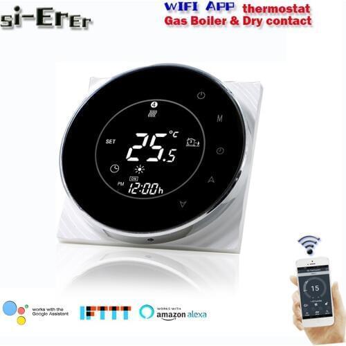WIFI 3A Gas Boiler Thermostat Weekly Programmable LCD Touch Screen,Works with Alexa Google home