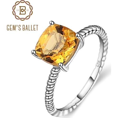 GEMS BALLET Birthstone 2.60ct Round Natural Citrine Wedding Ring For Women 925 Sterling Silver Brand Classic Fine Jewelry