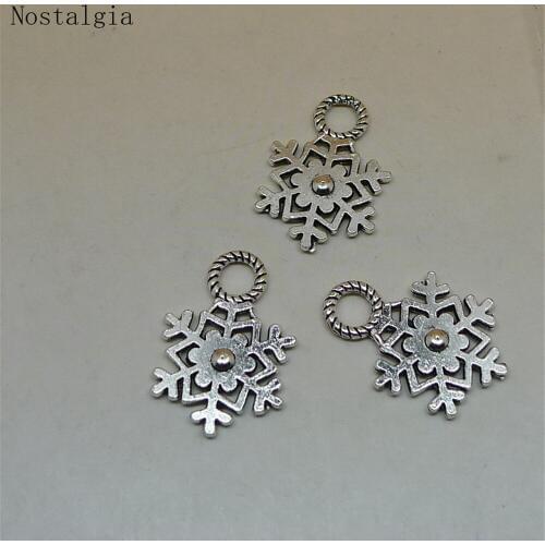 Nostalgia 10Pcs Snowflake Flower Shaped Jewelry Making Charms Bulk Wholesale 20*14MM