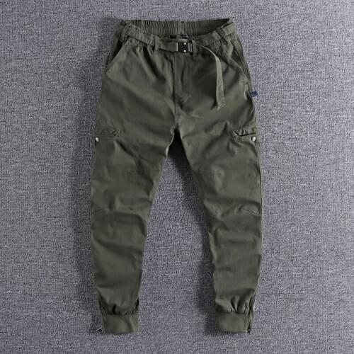 2021 Military green overalls mens new four seasons leisure trend American street functional Leggings causal trouser 0867