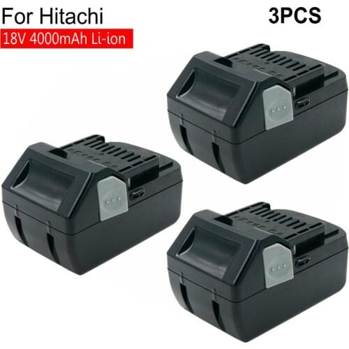 3PCS Power Tools Replacement Batteries 18V 4000mAh Li-ion for Hitachi Rechargeable Battery BSL1830 BSL1840 BSL1815 DS18DSL