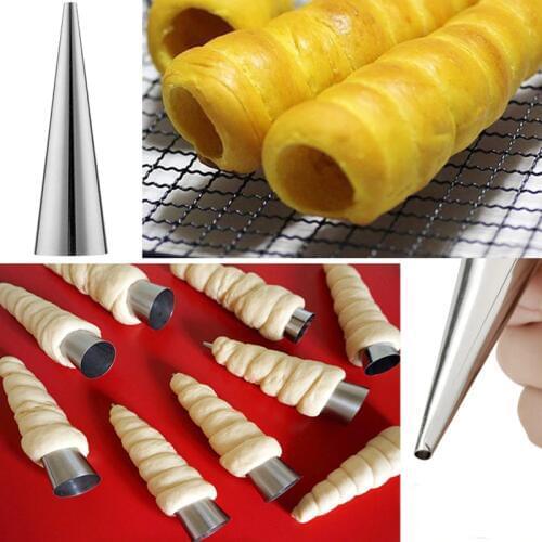 3Pcs Stainless Steel Spiral Baked Croissants DIY Horn Baking Cake Mold For Cream Chocolate Best Price