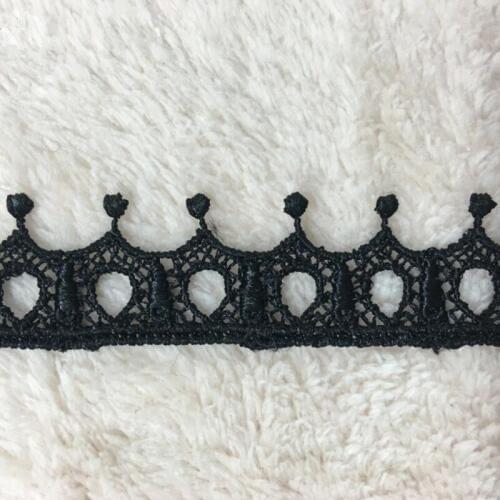 3yards Diy Handmade Patchwork Lace Ribbon Black Color pom pom lace trim