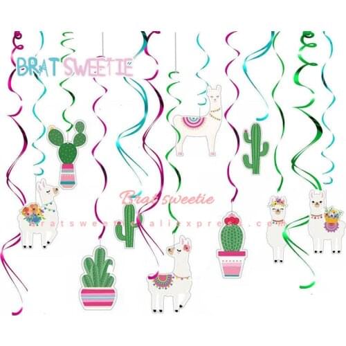 30pcs/set Alpaca Party Llama Cactus Hanging Swirl Decorations Baby Shower Cactus Llama Themed Birthday Party Supplies