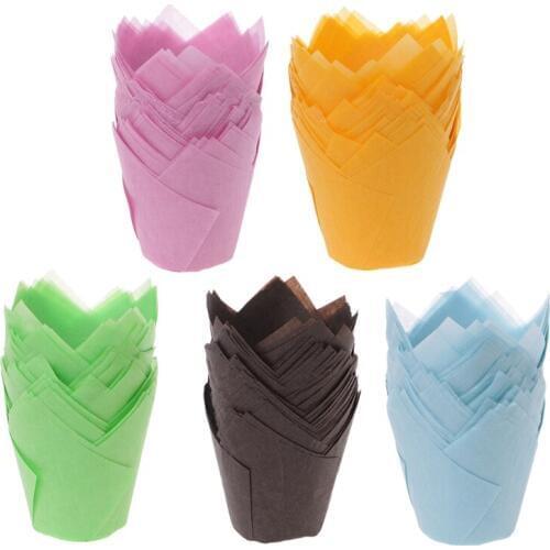 50pcs/lot Simple Solid Paper Cupcake Liners for Wedding Cup Cake Liner Muffin Tulip Case Cake Paper Baking Cup cake