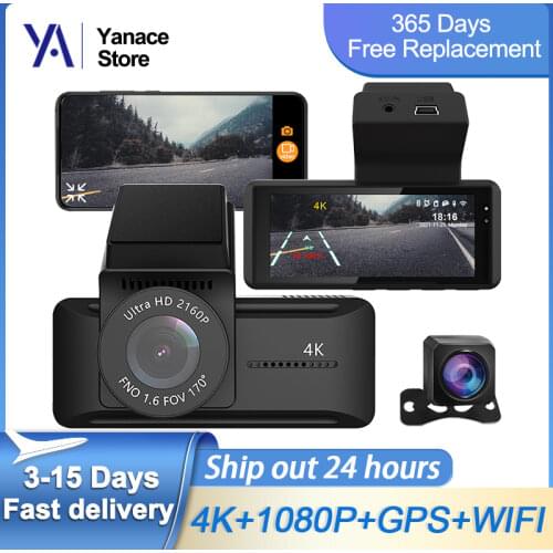 Dropshipping 4K Ulrta HD Dash Cam GPS Track WiFi Car DVR Sony IMX335 Video Recorder Support 1080P Rear View Camera Night Vision