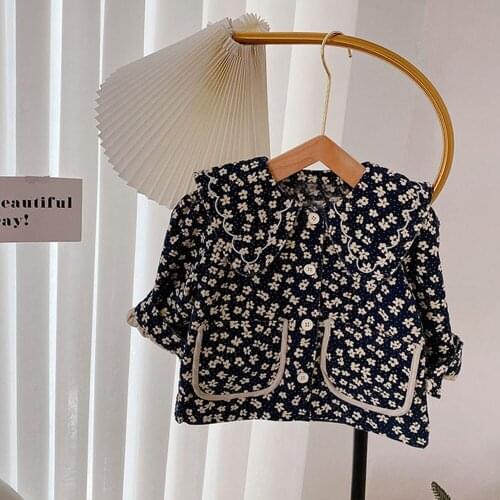 Fashion Autumn Outfits Girls Corduroy Coats Jackets Children Kids Baby Printed Flora Outwear Casaco ADK302