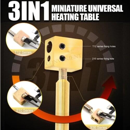 RELIFE RL-067 3 in 1 Pure Copper Removable Desoldering Electric Solder Iron for 936/210/T12 Series Miniature Heating Table