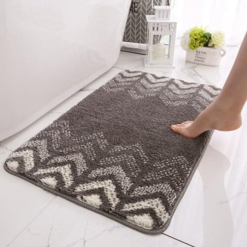 Flocking Microfiber Non-slip Bathroom Mats Thickened Door Entrance Carpet Bedroom Bedside Foot Pad Kitchen Absorben Floor Rugs