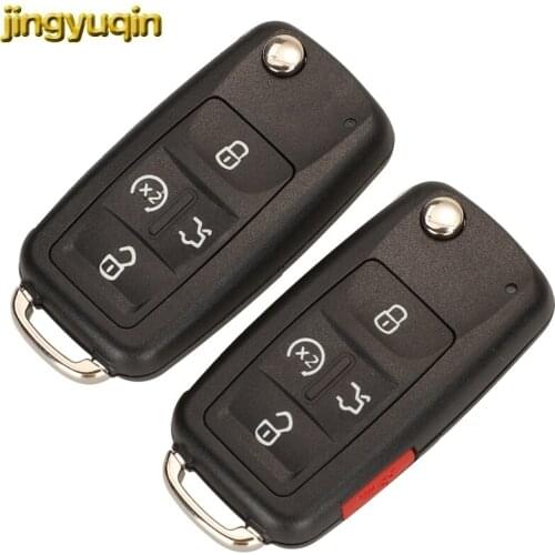 Jingyuqin 10pcs Flip Remote Car Key Fob Shell For VW Volkswagen Sharan 4/5 Buttons Replacement