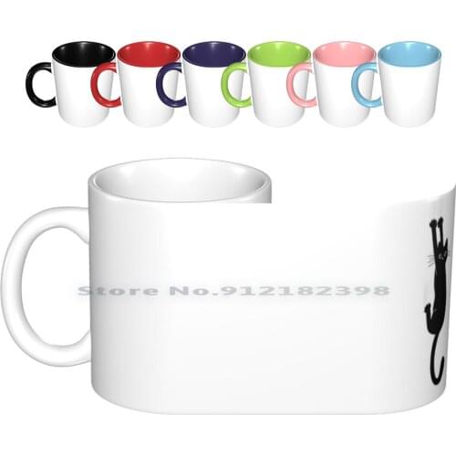 Black Cat Holding On Ceramic Mugs Coffee Cups Milk Tea Mug Cat Black Cat Cats Black Cats Animals Animal Pets Funny Cartoon