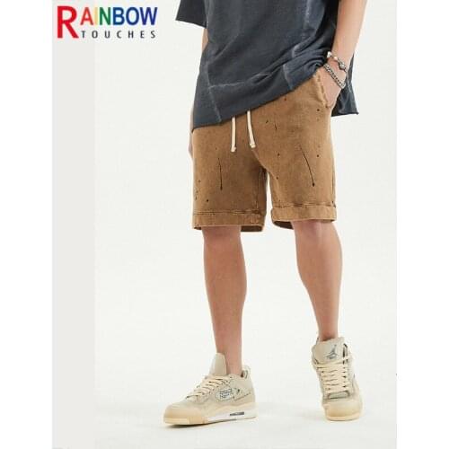 Rainbowtouches 2021 Summer Shorts Splash Ink High Street Retro Strap Casual Shorts 100%Cotton