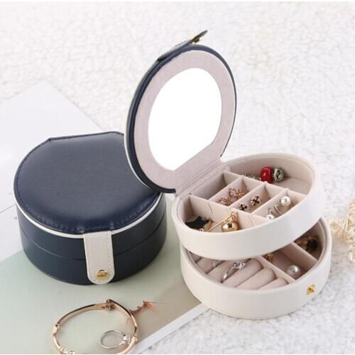 Jewelry Box Travel Comestic Jewelry Casket PU Leather Storage Box Ring Lady Case Portable Jewelry Organizer Necklaces