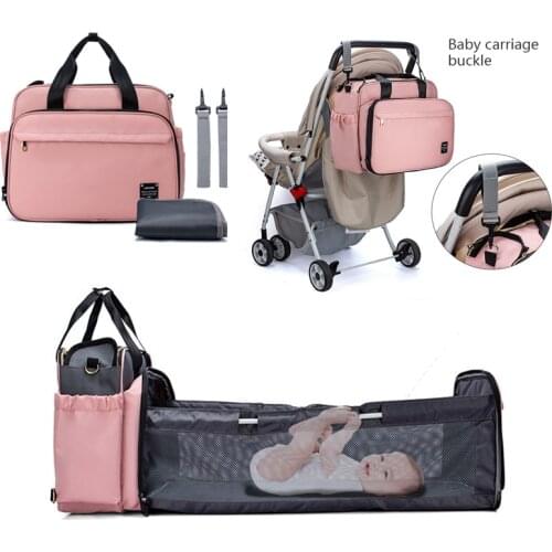 LEQUEEN New Portable Folding Crib Mummy Bag Travel Messenger Baby Bed Bags Maternity Nursing Handbag Stroller Bag with Hooks Bag
