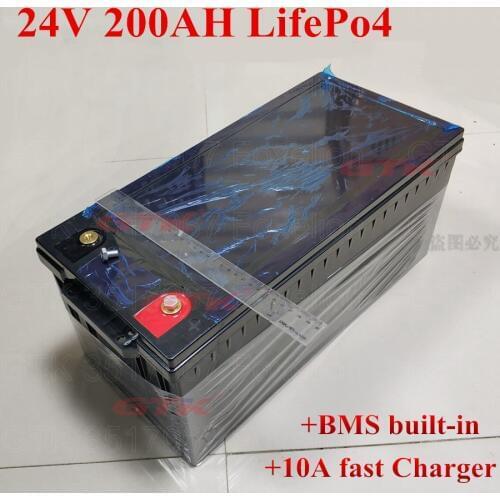 24V 200AH LifePo4 Lithium Iron Phosphate LFP Battery Pack Long Time Deep Cycles with BMS for Solar Energy System RV EV inverter