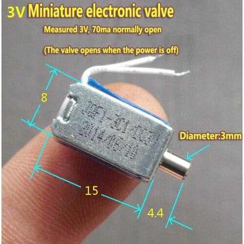 DC 3V 70ma Miniature N/O Solenoid Valve Normally Open Vent Valve Micro Mini Air Exhaust Electromagnet Valve Diameter 3mm 8*15mm