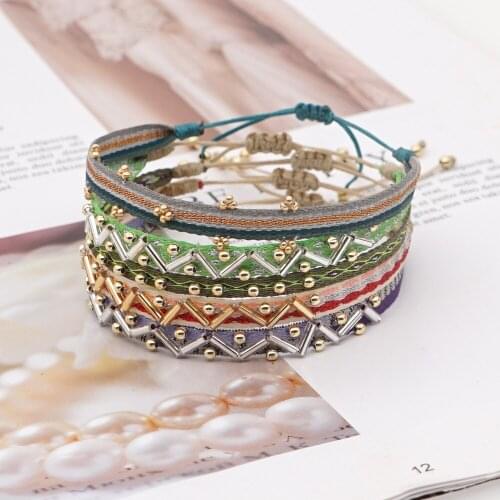 Bohemian Multi-layered Hand Strap Spanish Webbing Handmade Beaded Retro Ethnic Couple Bracelet Accessories for Jewelry
