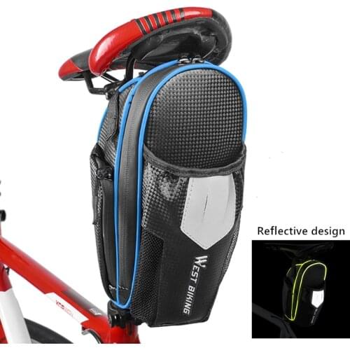 Fashion Waterproof MTB Bike Saddle Bag Bicycle Rear Bag with Water Bottle Pocket Cycling Accessories