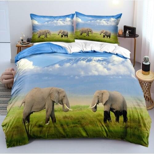 3D Custom Elephant Beddings Quilt Covers Sets Comforter Cases Pillow Shames Set Full King Queen Double Size White Home Textile