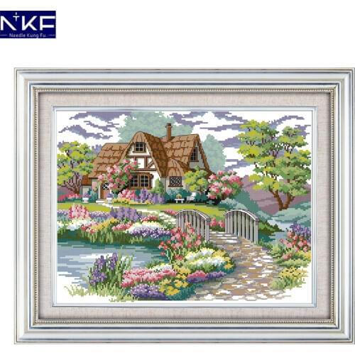 NKF Dream House Cross Stitching DIY Needlework Cross Stitch Kits for Embroidery Home Decoration Cross-stitch Set Embroidery