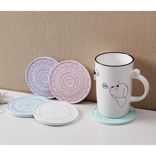 Coasters Tableware Placemat Absorbent Drink Heat Proof Protecting Table Decoration Accessories Colourful Diatomite Round Cup Ma