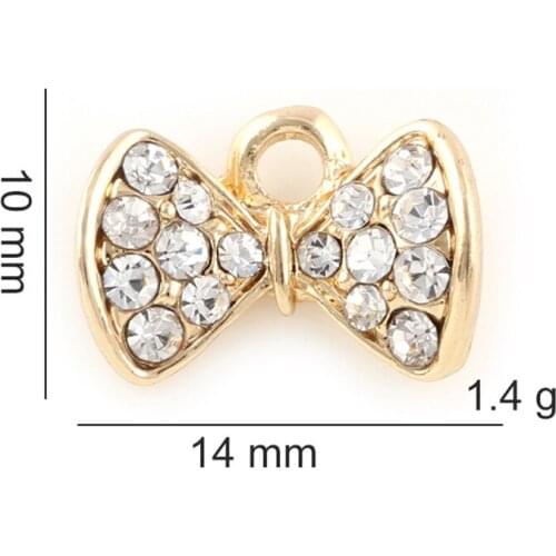 10pcs/lot Ribbon Rhinestone Dangle Handmade Charms Pendant DIY for Bracelet Necklace Bag