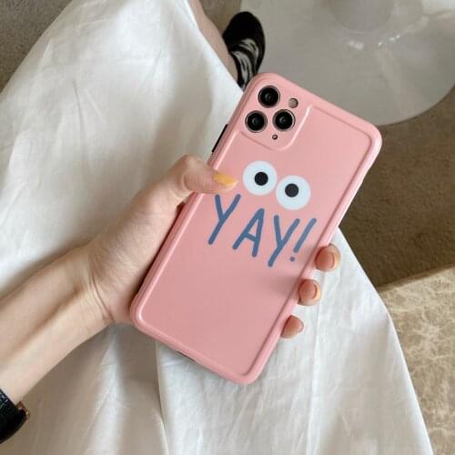 Pink Surprised expression phone Case for iPhone 11 Pro Max X XR XS Max cover for iPhone 8 7 plus back Cover Luxury Soft cases