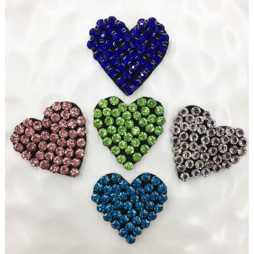 Manual Rhinestone LoveHeart On Applique Embroidery For Clothing Cute MotifSewingOn Patches DIY Badges Garment Decoration