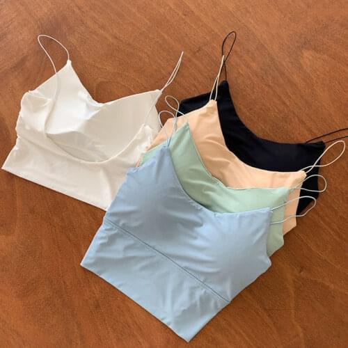 Sexy Women Summer Crop Tops Ice Silk Female Seamless Bra Bandeau Top Wrapped Underwear Lingerie Streetwear Tube Top Sports Tank