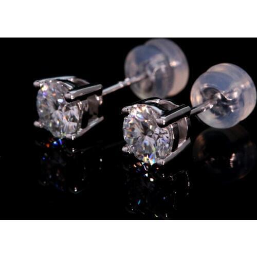 14K White Gold Moissanite Stud Earring White Moissanite 1CTW 5mm Engagement Wedding for Women