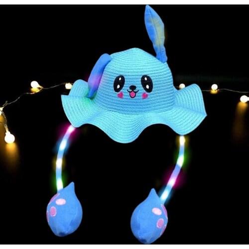 Bunny Hat With Moving Ears Summer Sun Hat Cute Cartoon Hat Outdoor Beach Travel Hat Kids Cap Ear To Move Women Child Girls