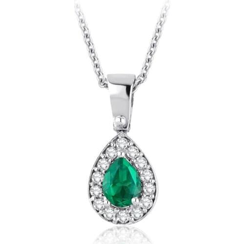 Symbol Gold 0.35 Carat Diamond Emerald Necklace Sexy Trend Fashion Jewelry Stylish Brilliant Eye-catching Pendant For Women