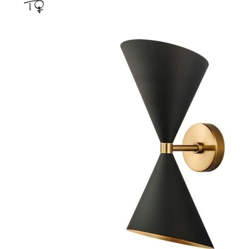Post-Modern Simple Double-Head Living Room Black Wall Lamp Designer E27 Led Indoor Lighting Decor Bedside Bedroom Model Room