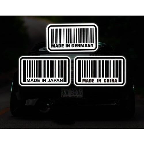 Car Styling Vinyl Decals Bar Code Made In Japan China Germany Auto Tail Oil Tank Window Sticker Motorcycle Scratches Cover