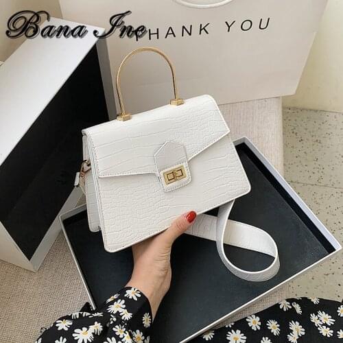 Iron Handle PU Leather Small Crossbody Bags For Women 2021 Luxury Fashion Lock Shoulder Handbags And Purses Lady Totes