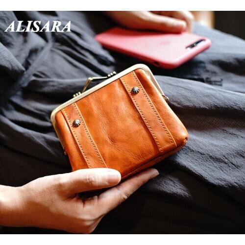First Layer Leather Cowhide bags for women Coin Purse Clutch Handbag Bag Vintage Small Change green earphone bag Mini wallet