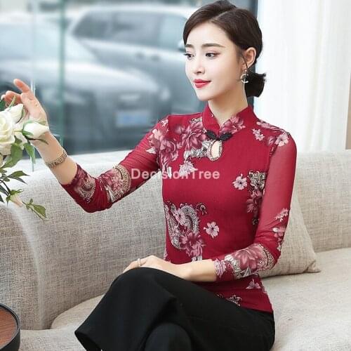 2021 chinese traditional clothing women classic print tang suit qipao shirts hanfu ethnic vintage party chinese cheongsam top