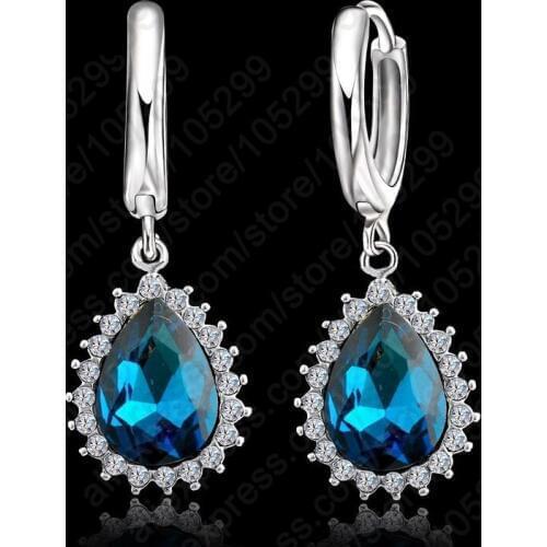 Top Quality 925 Sterling Silver Earrings Crystal Dangle Water Earrings For Women Wedding Jewelrys With Stones