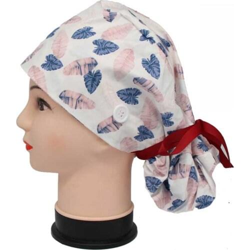Nurse Hats For Women Heart Animals Print Elastic Bouffant Turban Cap Working Hats Unisex Tie Back Hats Hair Covers Bonnet Femme