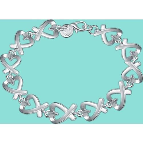 Fashion 925 Sterling Silver Heart Bracelet For Women Jewelry Engagement Party Christmas Gift