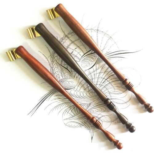 10 pieces for a lot Oblique Calligraphy Pen Holders English Copperplate Script Antique Solid Wood Dip Pens
