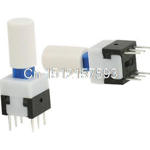 20pcs 8 x 8mm White Cap PCB Momentary Push Button Tact Tactile Switch 6 Pin DIP