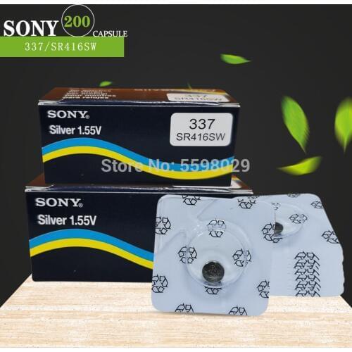 200pcs Sony 1.55V 337 SR416SW Silver Oxide Watch Battery 337 SR416SW Button Coin Cell Single grain packing MADE IN JAPAN
