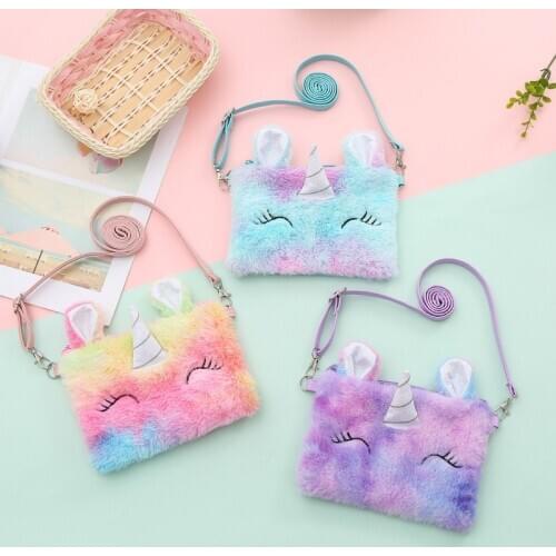 2020 Kids Handbags And Plush Purses Cartoon Unicorn Coin Wallet Pouch Baby Girl Money Change Purse Shoulder Bag