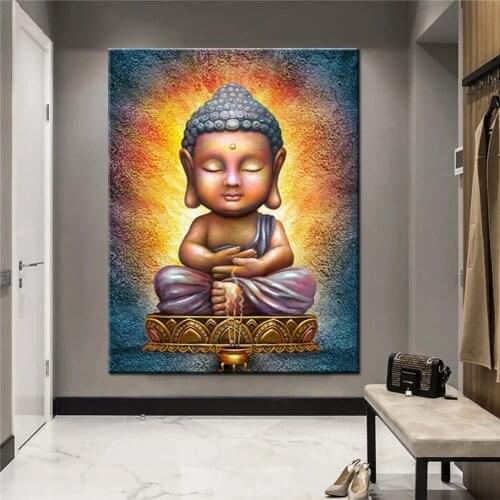 Diy Diamond painting cross stitch religions Square Round mosaic rhinestones Full embroidery Buddha statue Shakyamuni waterfall